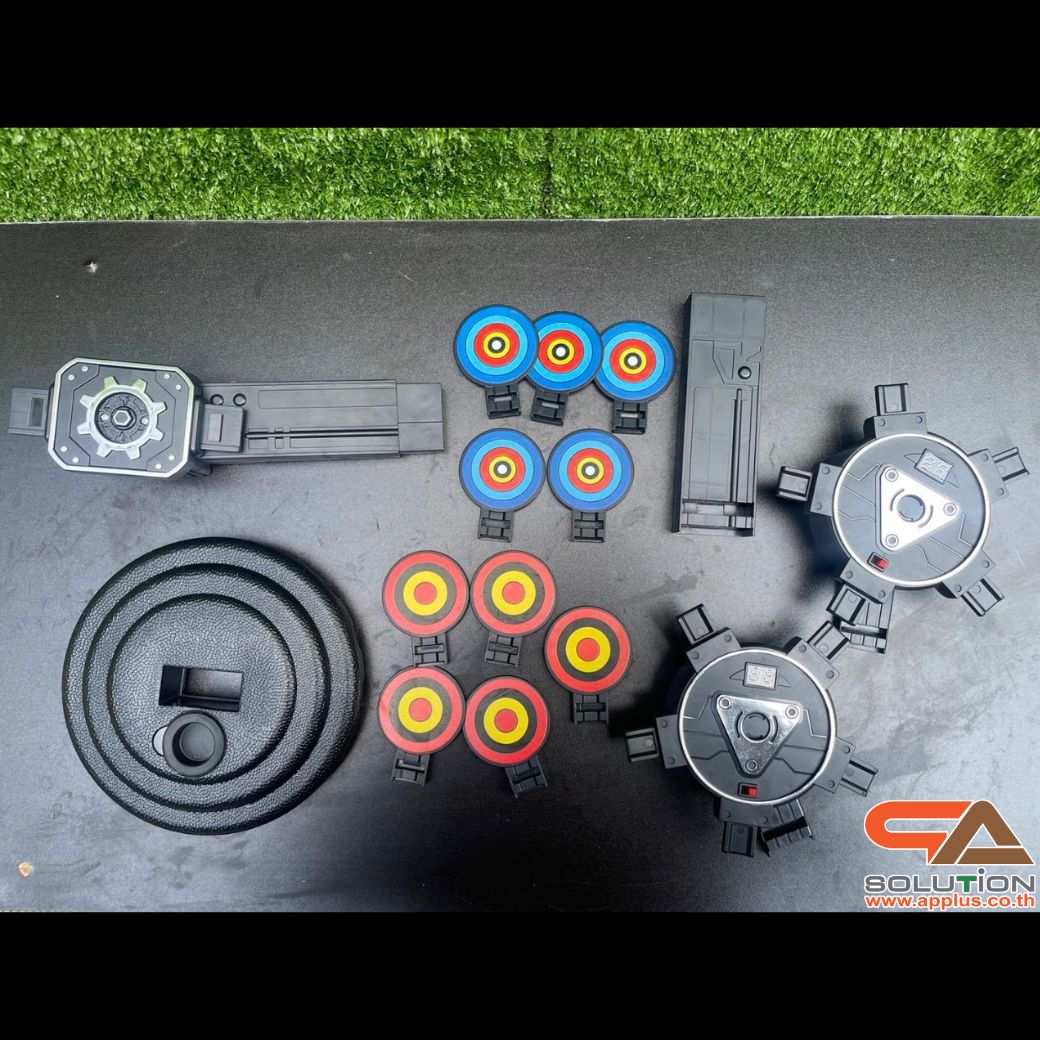 เกมส์ยิงเป้าหมุน เป้าหมุน 360 องศา จำนวน 10 เป้า จอ LED นับคะแนน พร้อมปืนกระสุนโฟม 1 ชุด