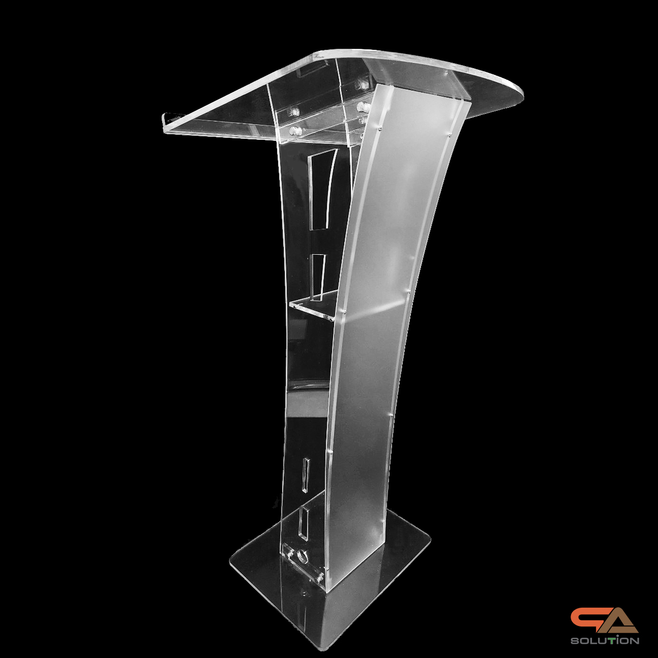 โพเดียมอะคริลิคใส รุ่น AC-12 ด้านหน้าอะคริลิคฝ้า TOP เอียง ขนาด(W)60 x (L)45 x (H) 113 cm.