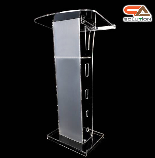 โพเดียมอะคริลิค เรืองแสงLED เปลี่ยนสีได้ พร้อมรีโมท TOP เอียงพร้อมกันตก ขนาด(W)60 x (L)40 x (H)114 cm.