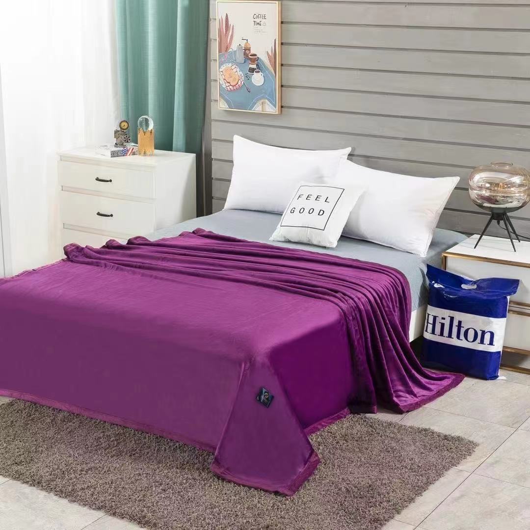 6ฟุต ผ้าห่มนาโนหนาHILTON กุ้นขอบสีพื้น 60ผืน