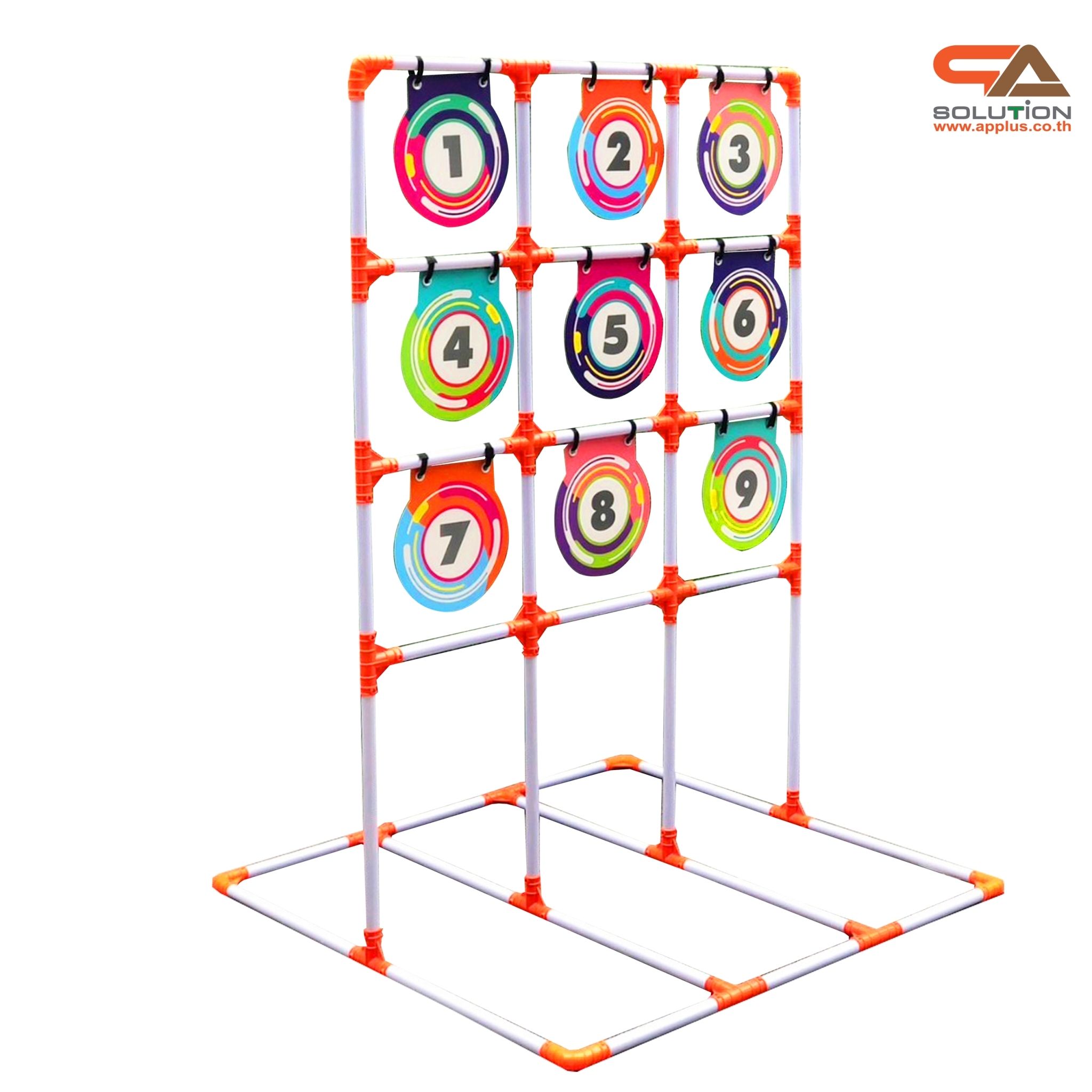 เกมส์จานร่อน ขนาด (W)110 x (D)114 x (H)166 cm. โครงพลาสติก ถอดประกอบได้ พร้อมกระเป๋าใส่อุปกรณ์ 1 ใบ