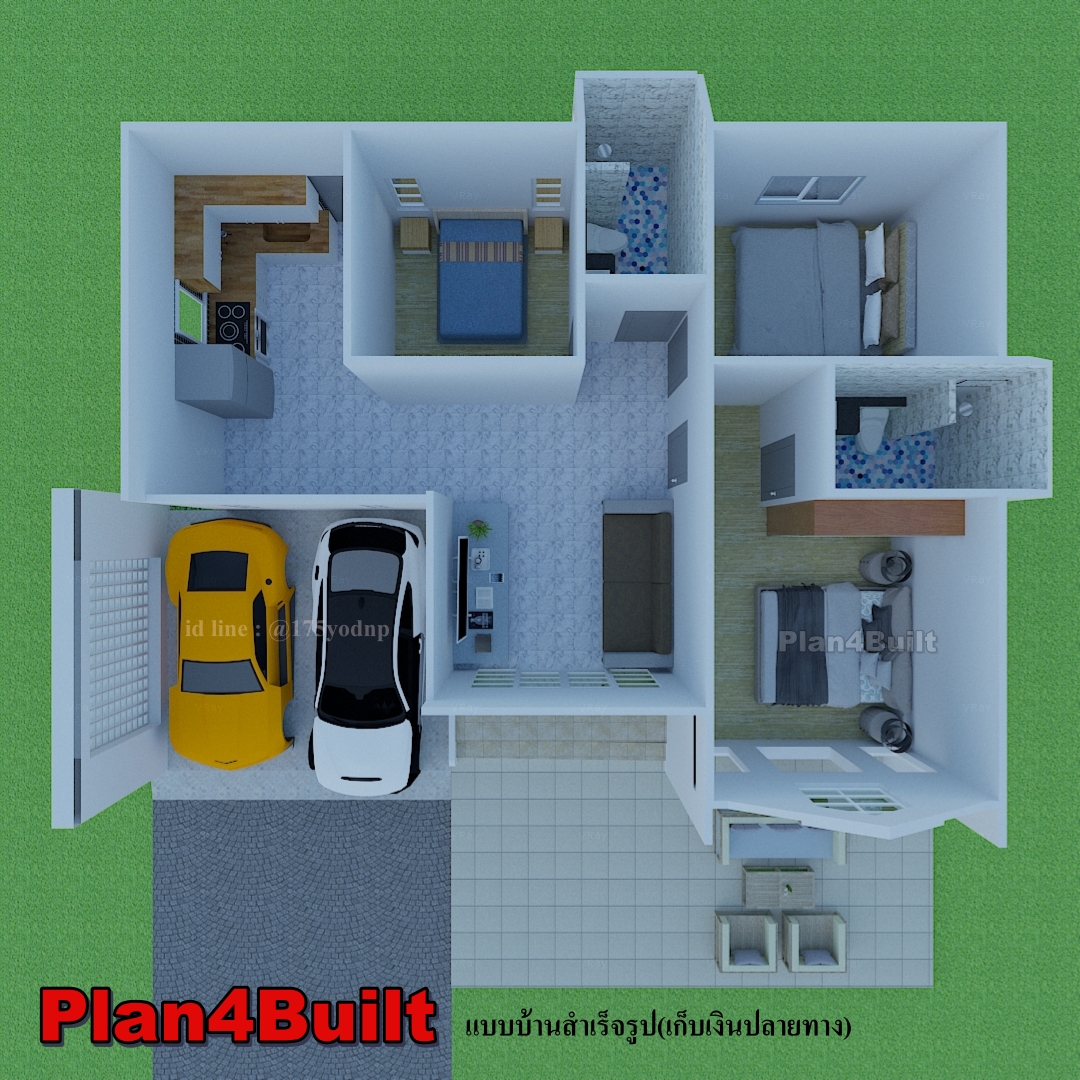 แบบบ้านนอร์ดิก 3ห้องนอน 2ห้องน้ำ จอดรถ2คัน