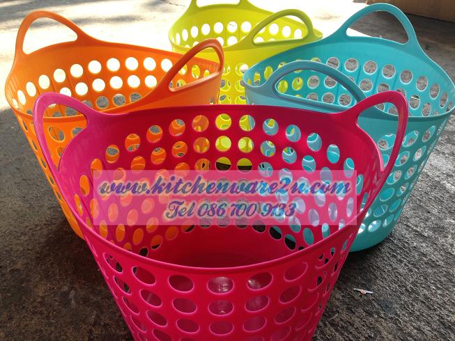 P07593 ตะกร้าเอนกประสงค์ นุ่มนิ่ม สีหวาน (25*25*25 cm) No.PE052 ราคาส่งต่อ 1 โหล: 12 ใบ