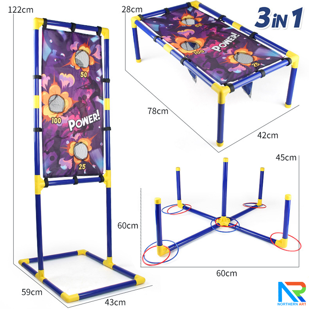 เกมส์ 3 IN 1 เกมส์โยนถุงทราย เกมส์ยิงเป้า และเกมส์โยนห่วง ถอดประกอบได้ เล่นสนุกทุกเพศทุกวัยช่วย ฝึกสมาธิและความแม่นยำ