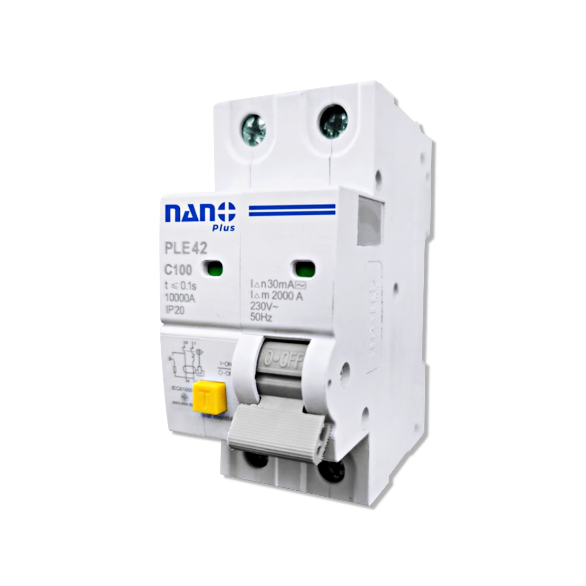 NANO เซอร์กิตเบรกเกอร์กันดูด NANO PLUS 2P 100A 10kA