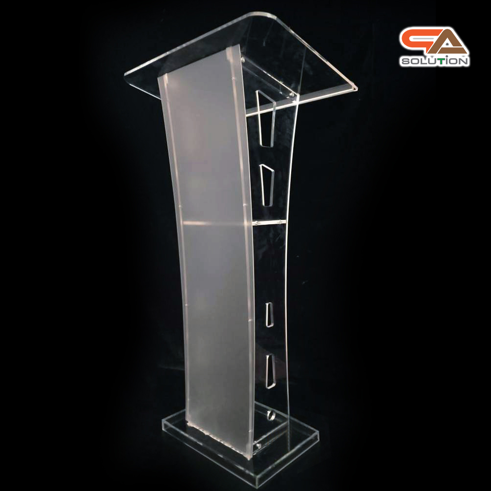 โพเดียมอะคริลิค เรืองแสงLED เปลี่ยนสีได้ พร้อมรีโมท TOP เอียงพร้อมกันตก ขนาด(W)60 x (L)40 x (H)114 cm.