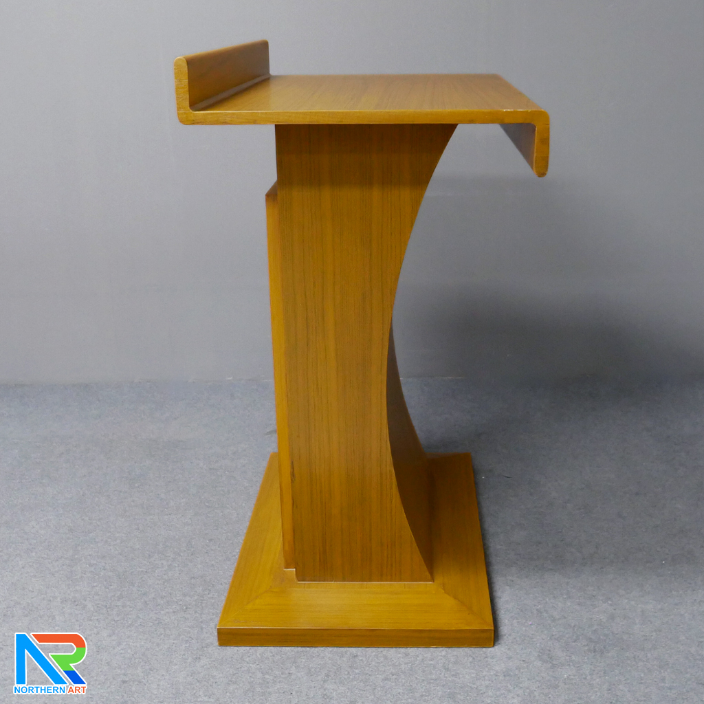 โพเดียมไม้ ยืนคู่ TOP ตรง สีสัก ขนาด (W)90 x (L)55 x (H)112 cm.