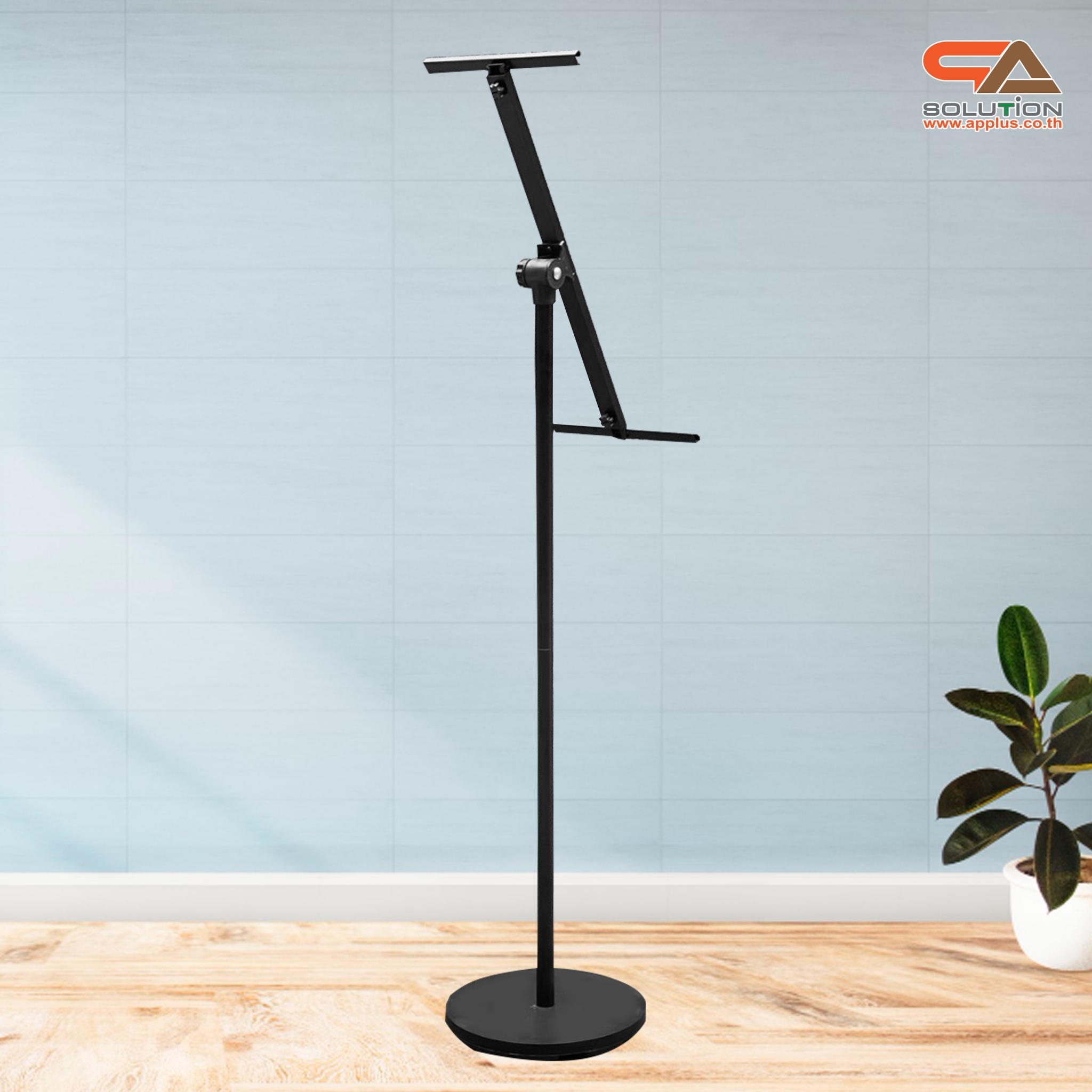 CLEARANCE SALE! ขาตั้งโปสเตอร์ สีดำ รุ่นเอียง เสาเดี่ยว ฐานกลม ปรับมุมเอียงได้ 360 องศา ถอดประกอบได้