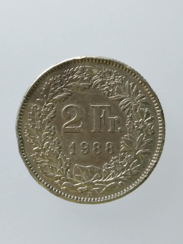 C614 เหรียญ 2 fr ฟรังก์สวิสเซอร์เเลนด์ 2001 Coin 2 Fr Switzerland 1988