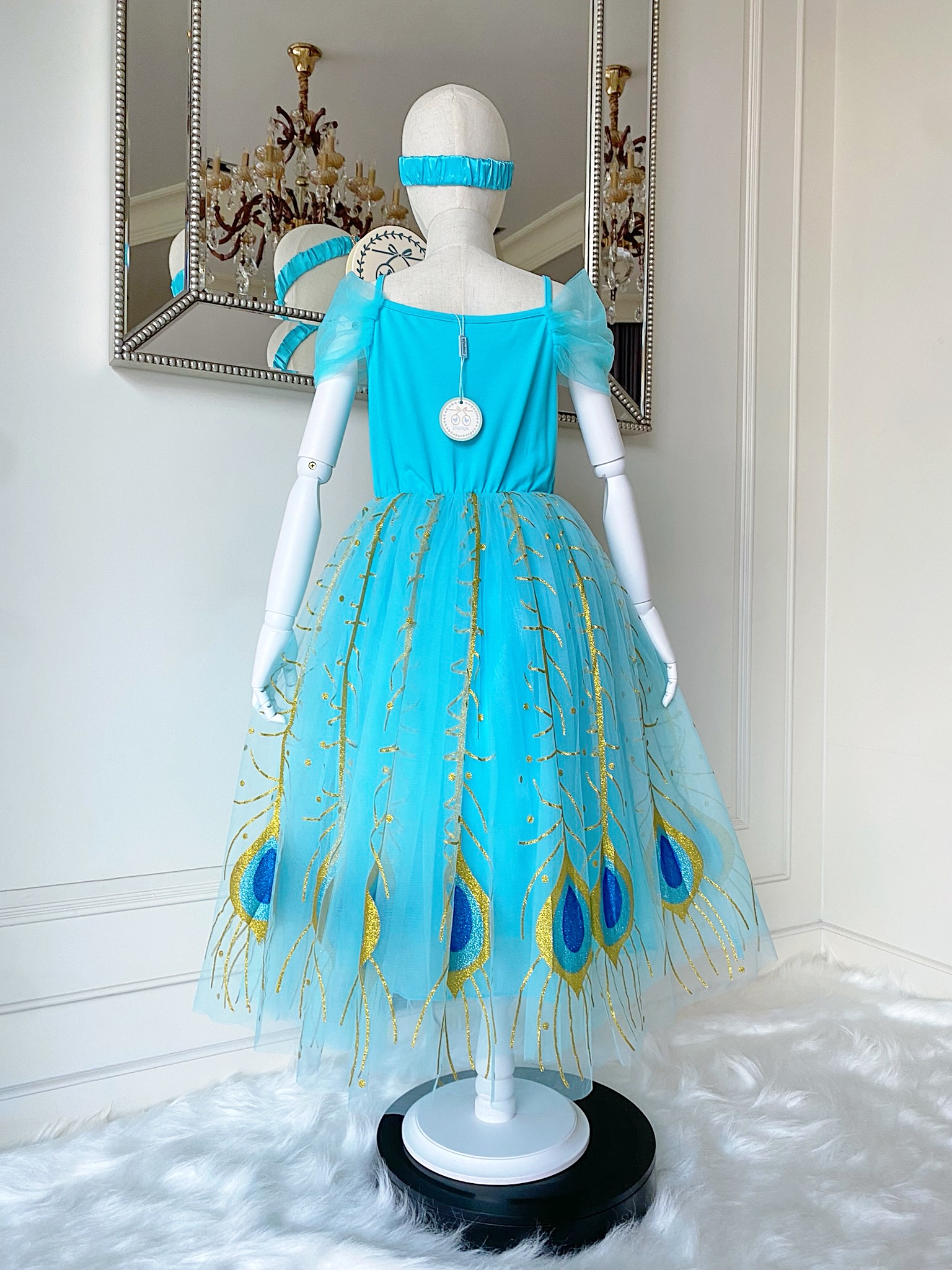 ชุดเจ้าหญิงจัสมิน (Jasmine) รุ่นเดรสสายเดี่ยว พร้อมผ้าคาดผม