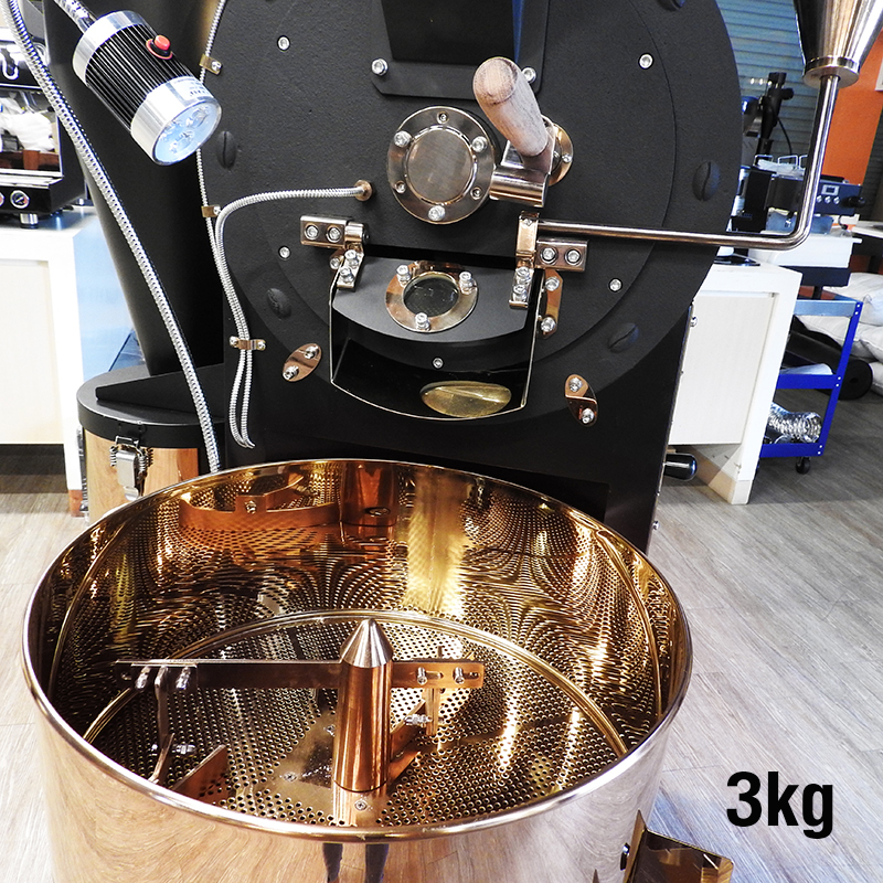 เครื่องคั่วกาแฟ 3 กิโลกรัม แก๊ส มีระบบเชื่อมต่อคอมพิวเตอร์เพื่อควบคุมการคั่ว