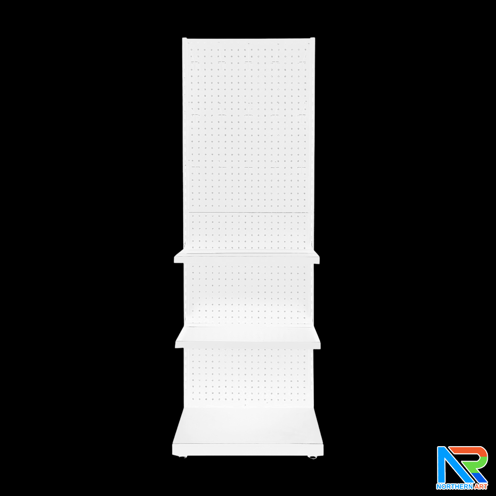 เช่าชั้นวางสินค้าเหล็ก ขนาด(W)50 x (D)25 x(H)150 cm. สีขาว ปรับจำนวนชั้นและขอแขวนได้ตามความต้องการ