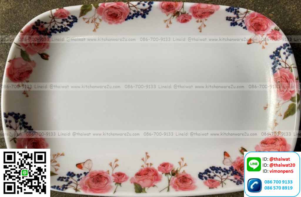 P05685 จานเปลเหลี่ยม 6 นิ้ว เมลามีน หนา พิมพ์ลาย (ราคาส่งต่อ 1 โหล : 12 ใบ )