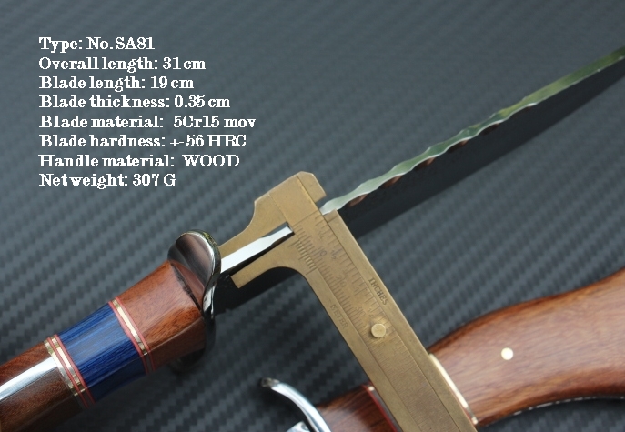 มีด COLUMBIA รุ่น SA81 มีดทรงเปอร์เซียใบตอกลายขรุขระ ด้ามไม้อย่างดี พร้อมซองไนลอน