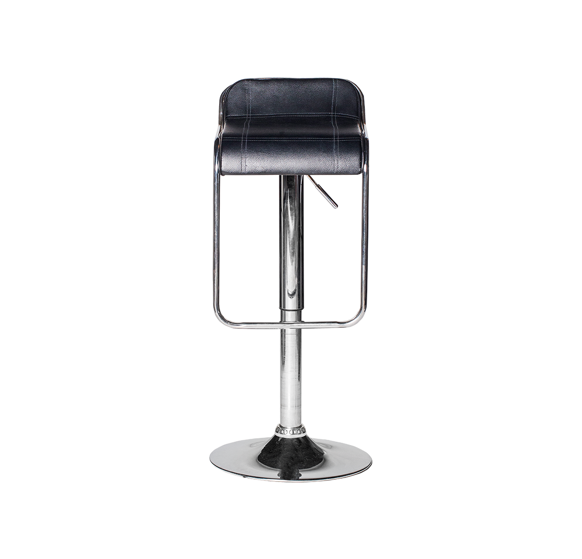 เช่าเก้าอี้บาร์ เบาะหนังสีดำ ปรับสูงต่ำได้ ขาเหล็กชุบโครเมี่ยม