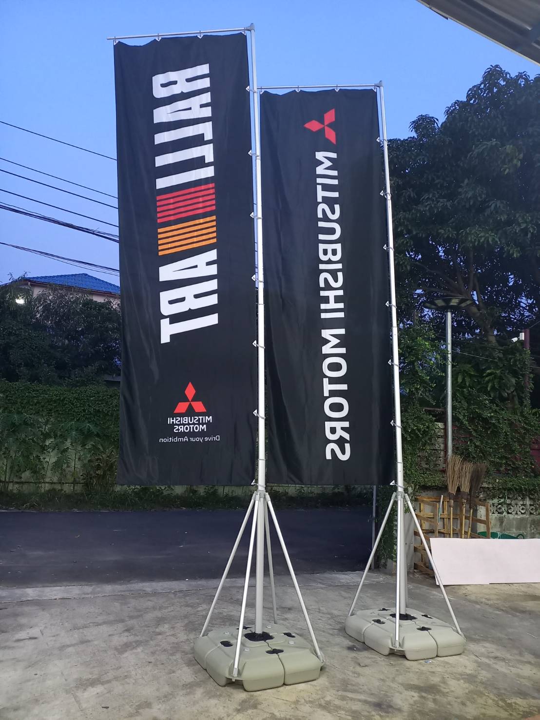 ธงญี่ปุ่น ไจแอนท์ ฐานน้ำ ขนาด 7 m. โครงอะลูมิเนียม ถอดประกอบได้ พร้อมผ้าธงขนาด (W)120 x (H)550 cm.