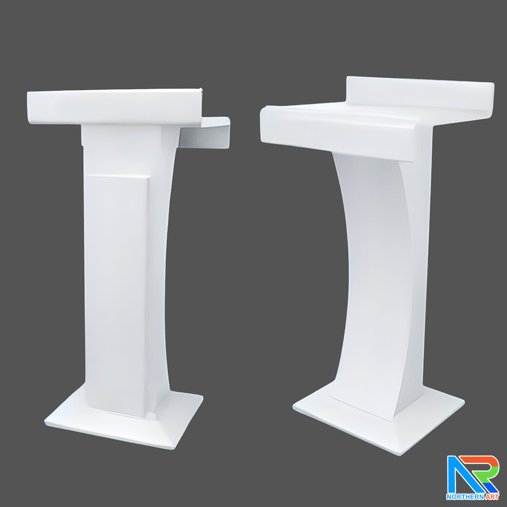 โพเดียมไม้ สีขาว ทรงโมเดิร์น TOPตรง ขนาด (W)55 x (L)42 cm. สูง 111 cm.