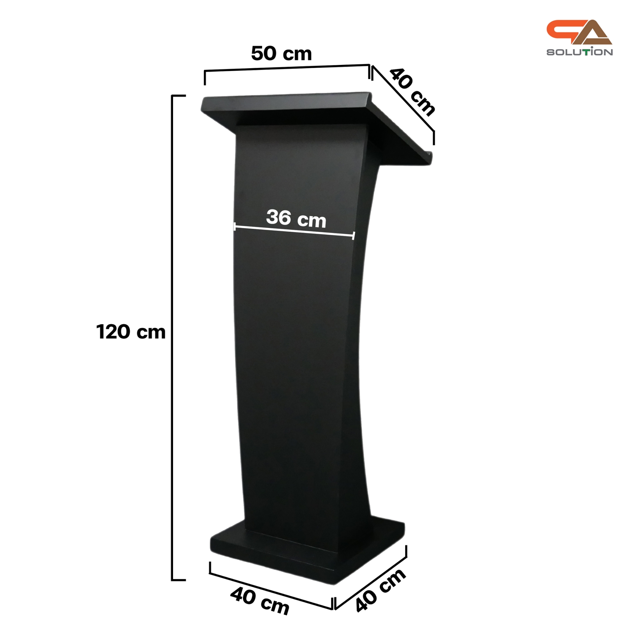 โพเดียมไม้ สีดำ ขนาด (W) 50 x (L) 40 x (H) 120ซม.TOP เอียง พร้อมชั้นวางของ