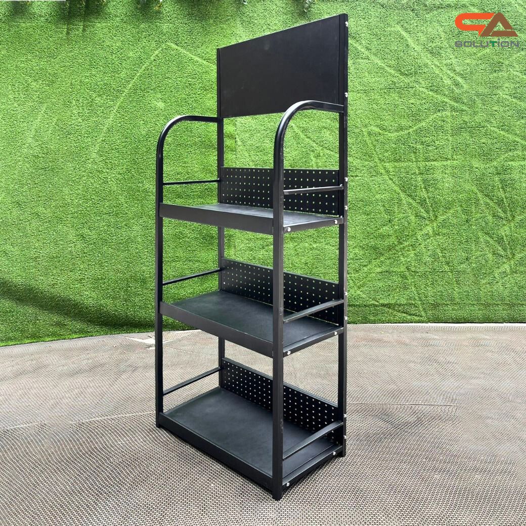 ชั้นวางสินค้าเหล็ก 3 ชั้น สีดำ ขนาด (W)60 x (D)30 x (H)150 ซม. ถอดประกอบได้