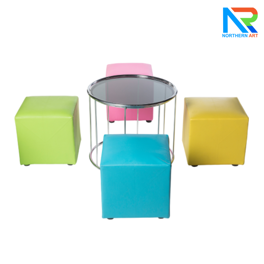 เช่าชุดโต๊ะกลม Top กระจก บอดี้และฐาน สแตนเลสเกรด 304 พร้อมเก้าอี้ 4 ตัว (เก้าอี้มีหลายแบบให้เลือก)