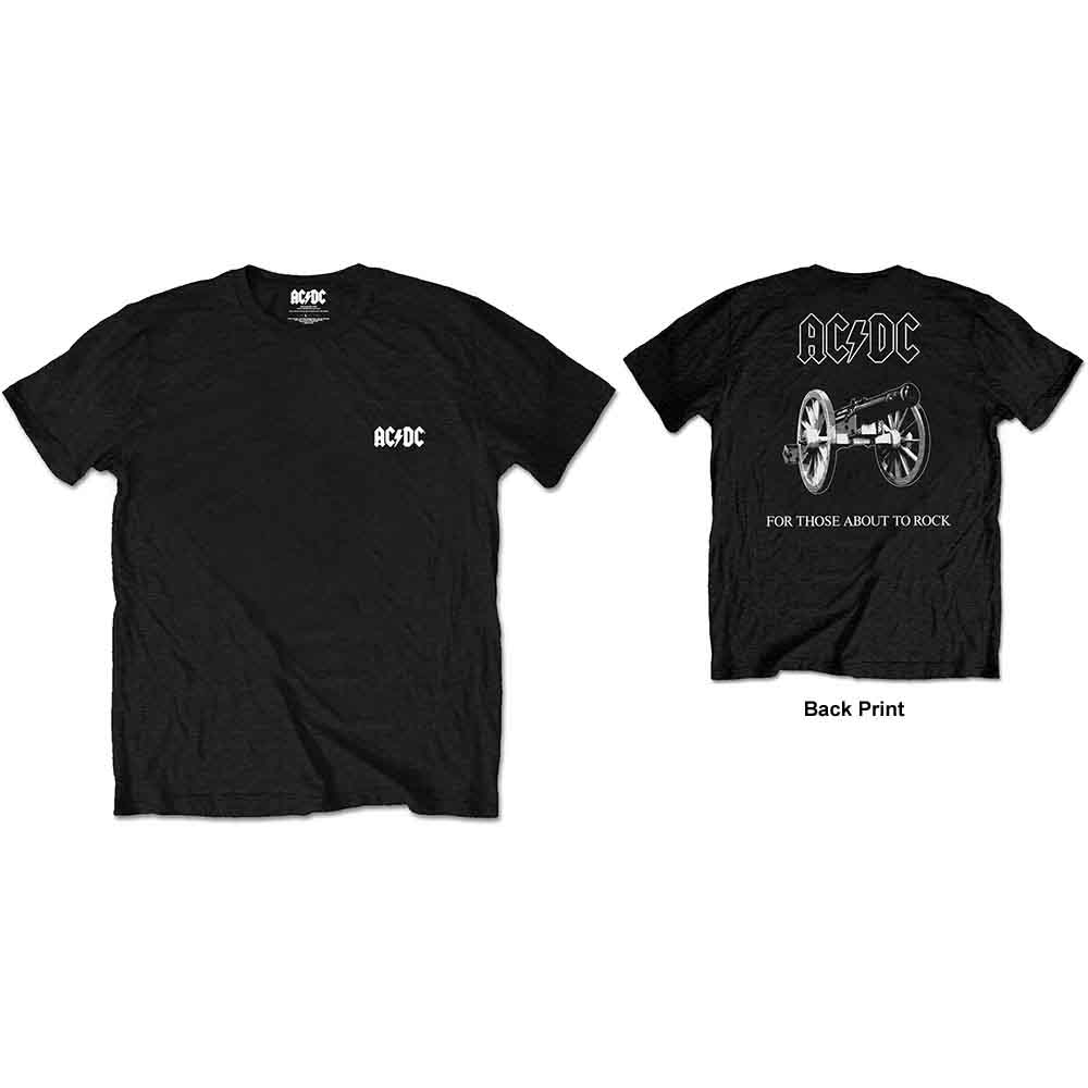 AC/DC Unisex Retail Pack T-Shirt: About To Rock (Back Print) BLACK