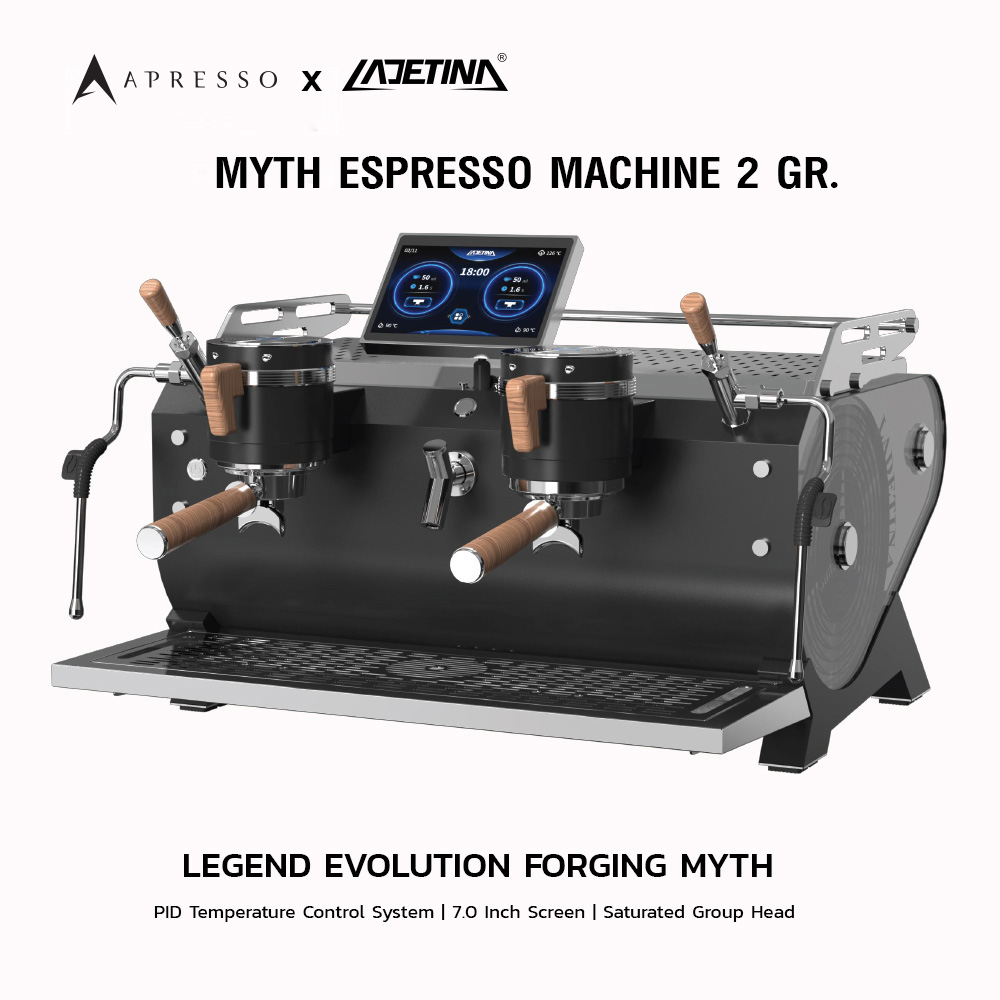 LADETINA MYTH AT2-2 | Dual Group Espresso Machine with Pre-Infusion | Dual Boiler | Touchscreen Control