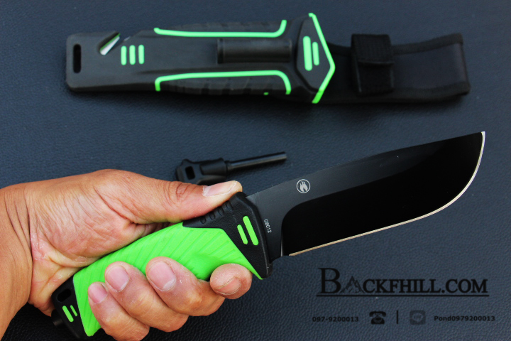มีดเดินป่าใบตาย Ganzo Hunting Survival Knife กานโซ่ รุ่น G8012-LG ดำ-เขียว ของแท้ 100%