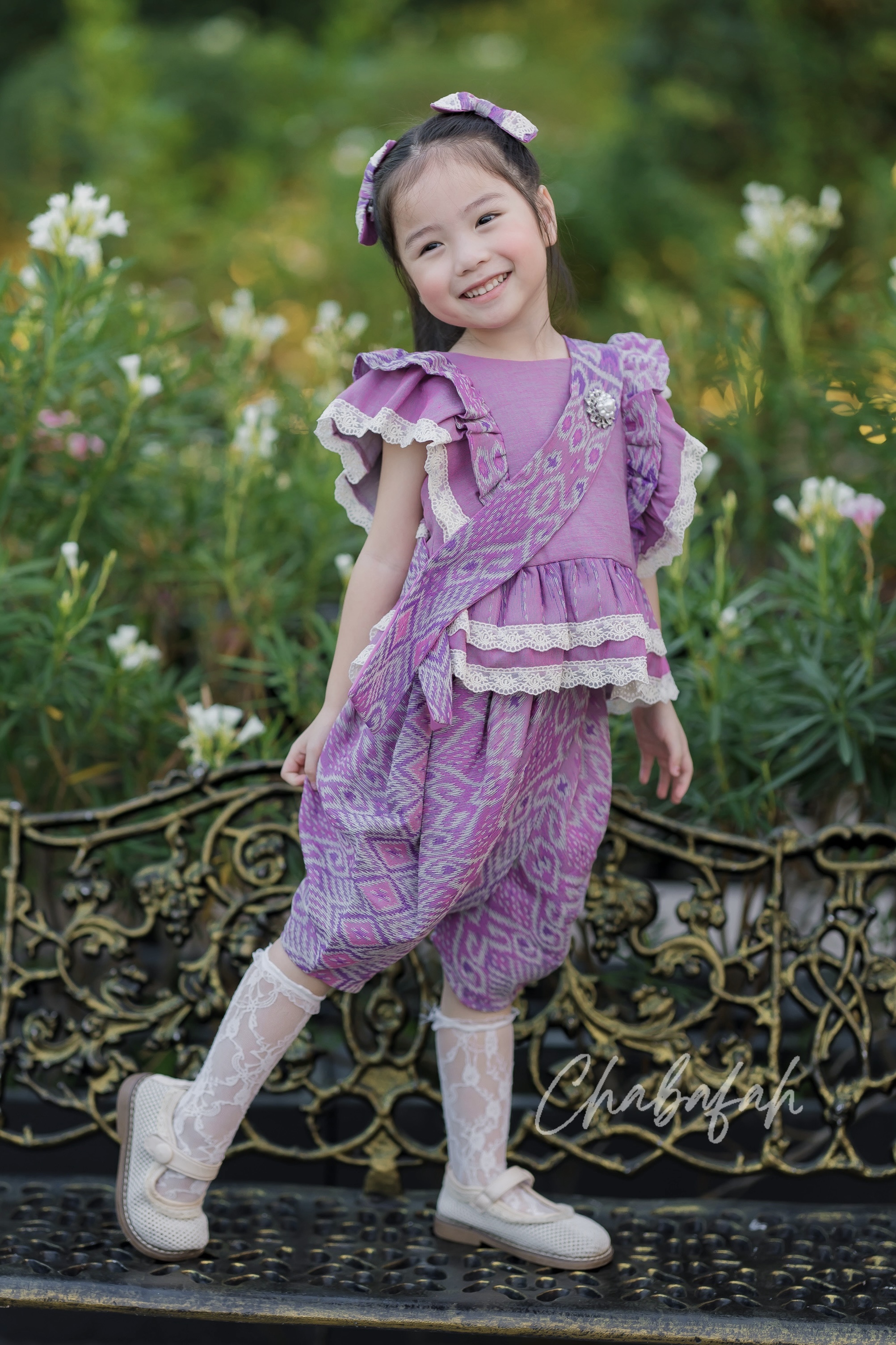 (เซต 4 ชิ้น) ชุดไทยแบรนด์ Chabafah รุ่น ศิรินภา สีชมพูกลีบบัว