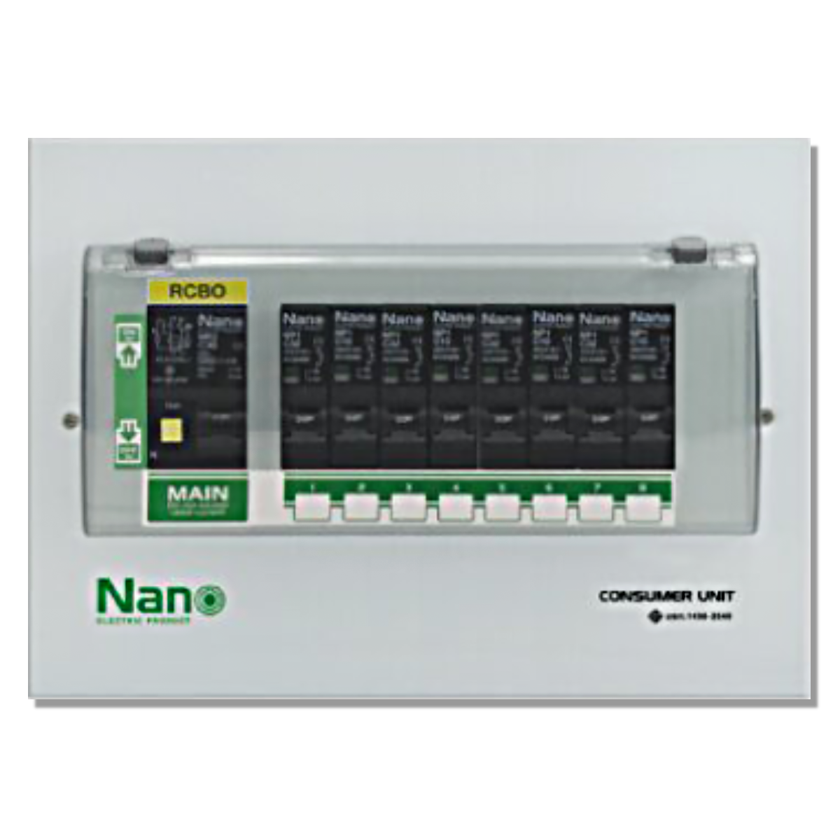 NANO ตู้คอนซูมเมอร์ยูนิต 8 ช่อง (ปลั๊กออน) RCBO+ลูกย่อย 8 ลูก