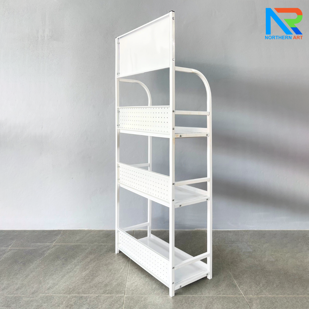 ชั้นวางสินค้าเหล็ก 3 ชั้น สีขาว ขนาด (W)60 x (D)30 x (H)150 ซม. ถอดประกอบได้