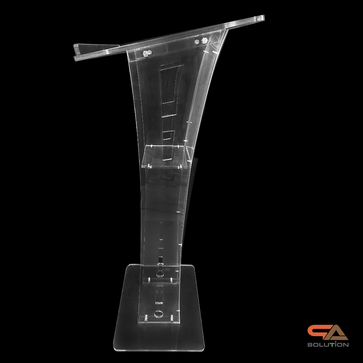 โพเดียมอะคริลิคใส รุ่น AC-12 ด้านหน้าอะคริลิคฝ้า TOP เอียง ขนาด(W)60 x (L)45 x (H) 113 cm.