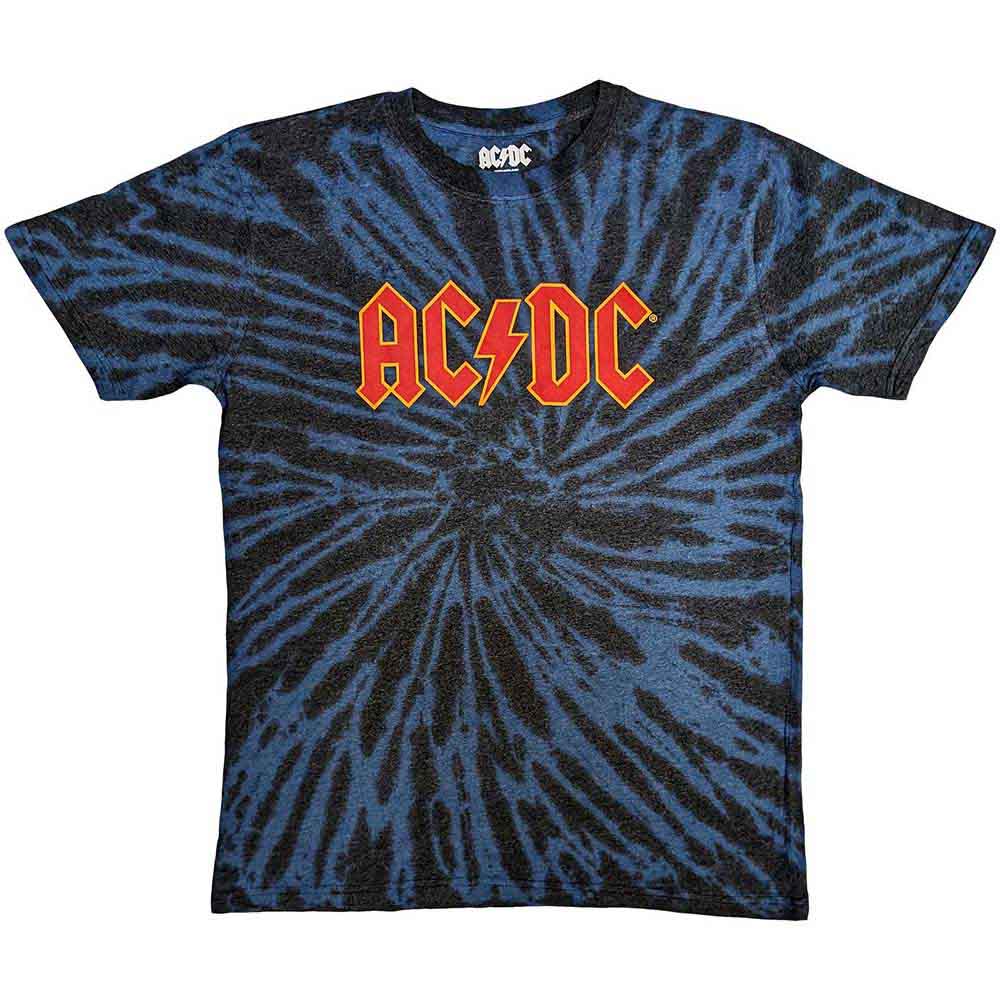 AC/DC Unisex T-Shirt: Logo (Wash Collection) DIP-DYE ON BLACK