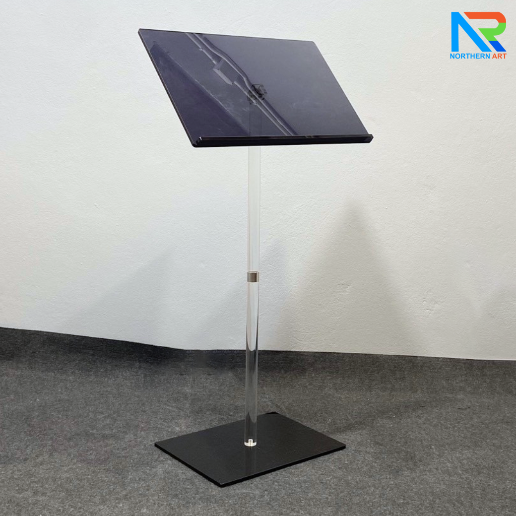 CLEARANCE SALE! เมนูสแตนด์ อะคริลิคสีดำใส TOP ปรับเอนได้ ขนาด (W)60 x (D)40 x (H)120 cm. อะคริลิคหนา 10 มม. ถอดประกอบได้