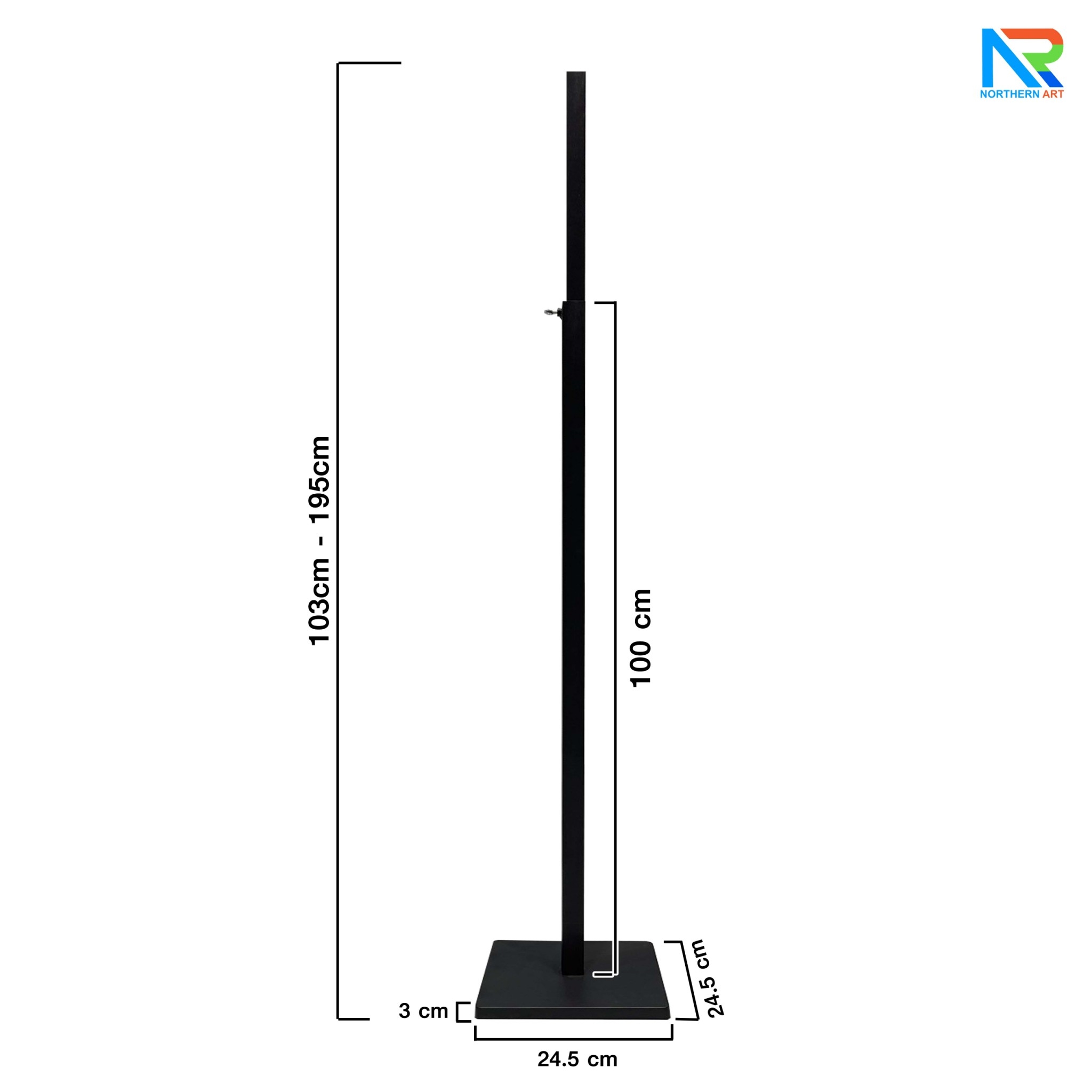 ป้ายบอกทาง เสาเหล็ก สีดำ ปรับระดับสูง-ต่ำ (H) 103-195 cm. ถอดประกอบได้