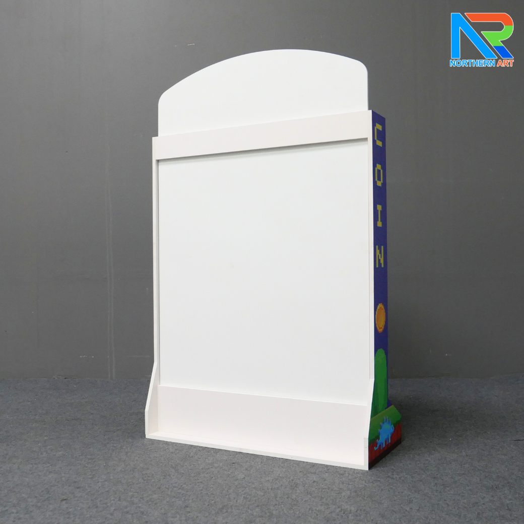 เช่าเกมส์หย่อนเหรียญตั้งโต๊ะ ขนาด (W)50 X (D)20 X (H)80 cm. วัสดุพลาสวูดหนา 8 มม. พร้อมเหรียญพลาสติกคละสี 10 เหรียญ