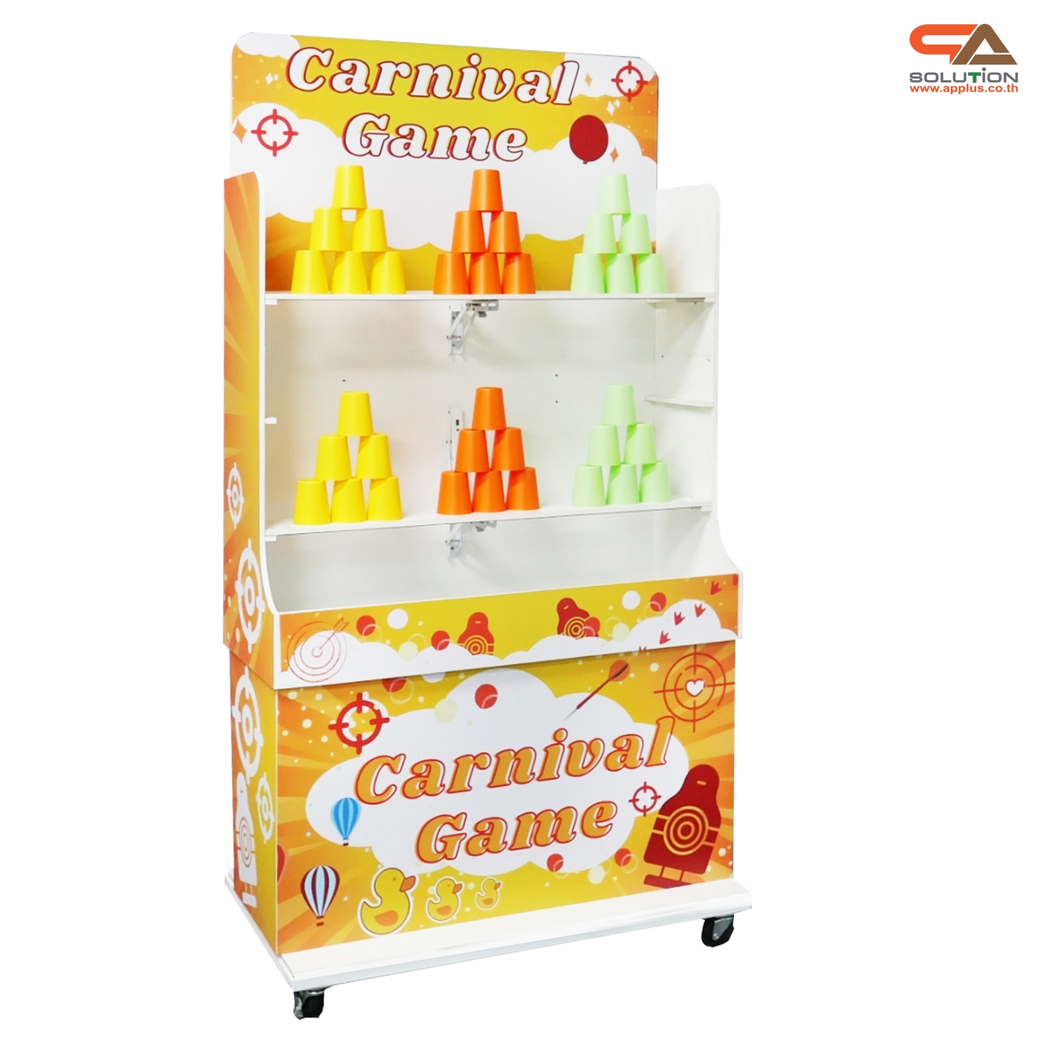 เกมส์ CARNIVAL GAME ปาแก้ว ขนาดโครง (W) 90 x (L)50 x (H)176 cm. พร้อมแก้ว 36 ใบ และบอลโฟม 12 ลูก