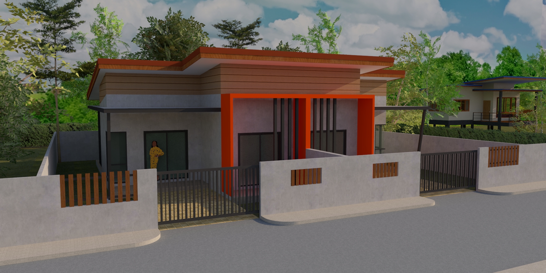 แบบบ้าน N1-08 แบบบ้านแฝดชั้นเดียวทรงโมเดิร์น