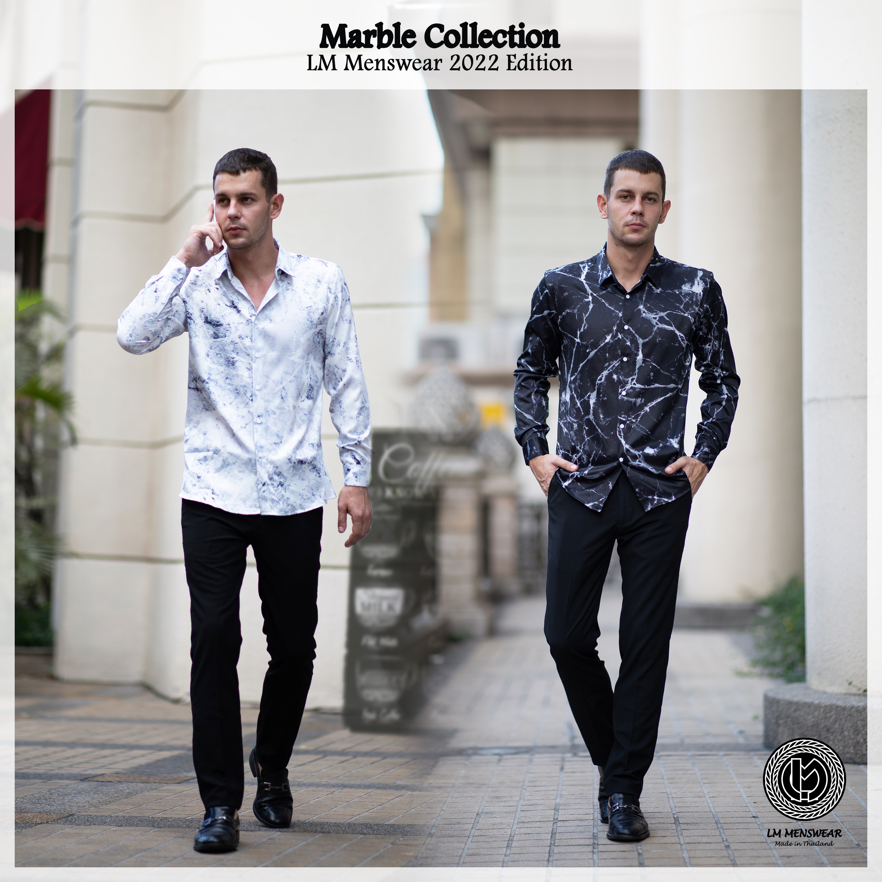 <Marble Collection> Black / White เสื้อเชิ้ตลายแพทเทิร์น