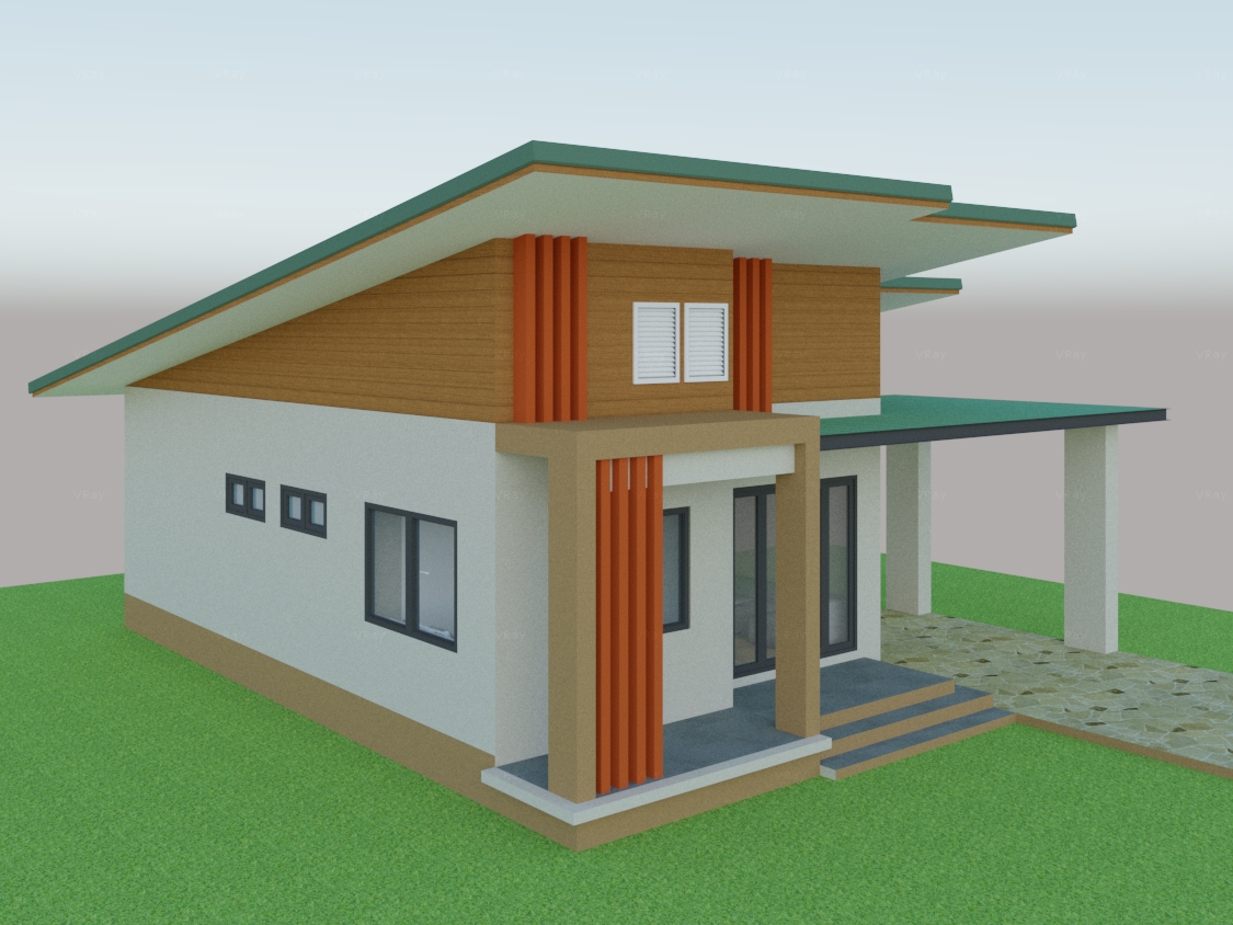 บ้านเดี่ยวชั้นเดียว ทรงโมเดิร์น