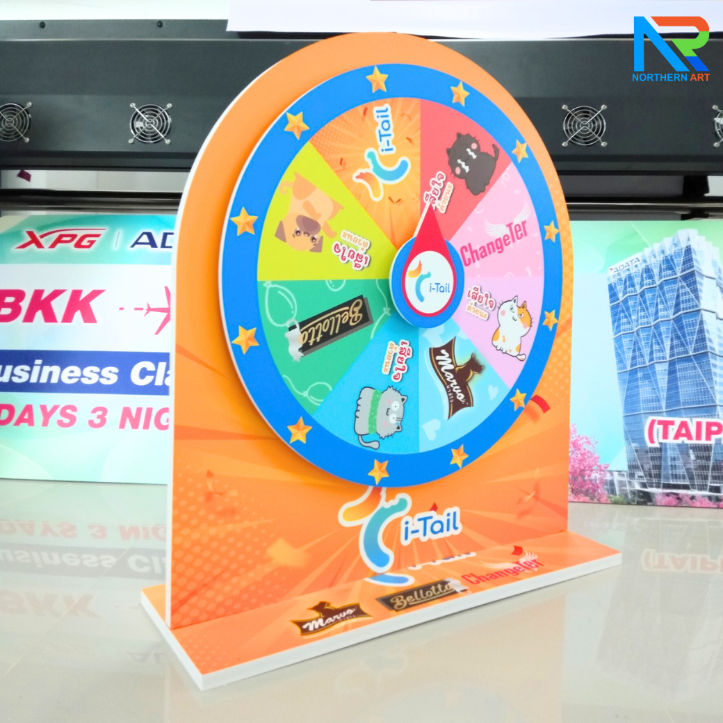 เกมส์วงล้อตั้งโต๊ะ ขนาด (W)58 x (D)20 x (H)65 ซม. วัสดุไม้MDF ปิดผิวเมลามีนสีขาว และ พลาสวูด