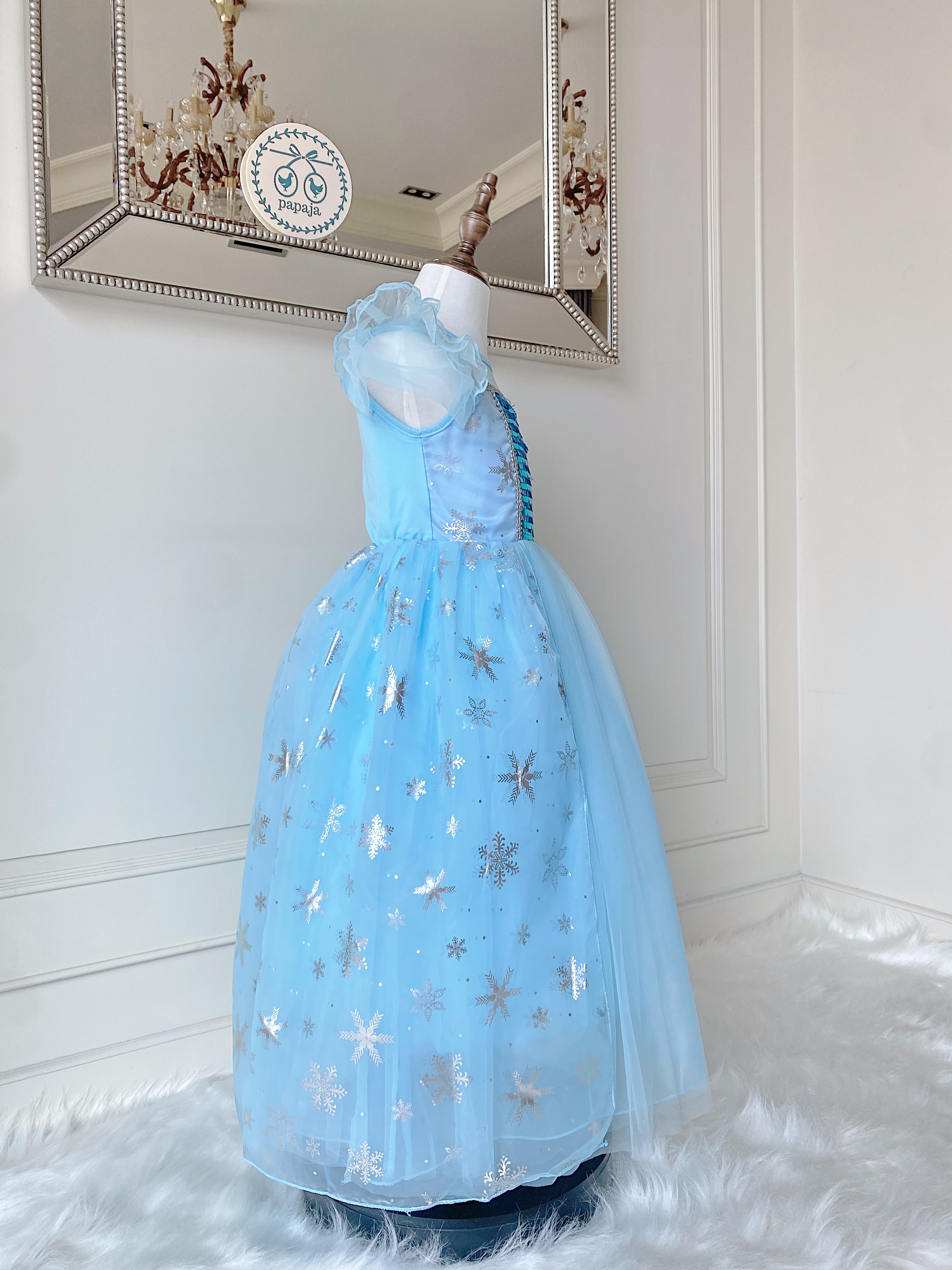 ชุดเจ้าหญิงเอลซ่า แขนกุดรุ่นทรงยอดนิยมกระโปรงยาว