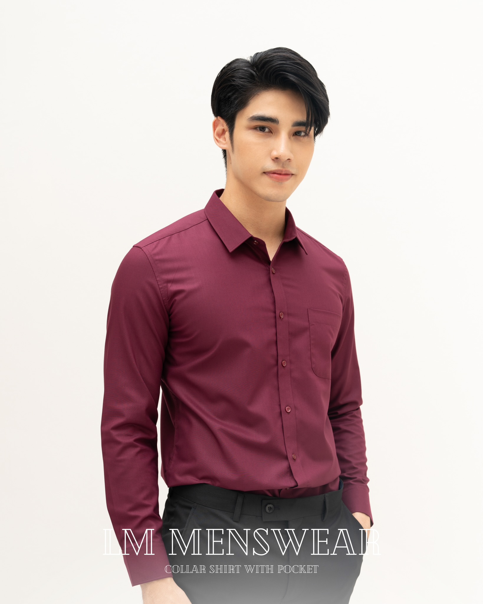 เสื้อเชิ้ตคอปก มีกระเป๋า 20 สี ขาว/ขาวครีม/ชมพูอ่อน/ชมพูโรส/แดง/เลือดหมู/กรม/ดำ