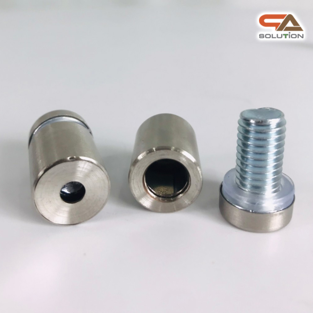 หมุดลอยสแตนเลส สีเงิน ขนาด 16x25 มม.ยึดกรอบภาพอะคริลิค หรือหมุดยึดกระจก *** ราคาต่อชื้น *** (สั่งขั้นต่ำ 12 ตัว)