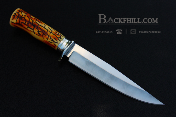 มีดใบตาย COLUMBIA รุ่น G39 ใบมีดสีเงินเรียวยาว ด้ามจับ ลายแกะลายเขากวางจำลอง อย่างดี พร้อมซองไนลอน