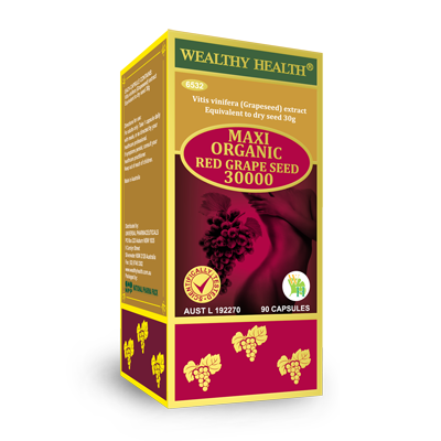 Wealthy Health Maxi Organic Red Grape Seed 30,000 mg (ขนาด 90 แคปซูล)