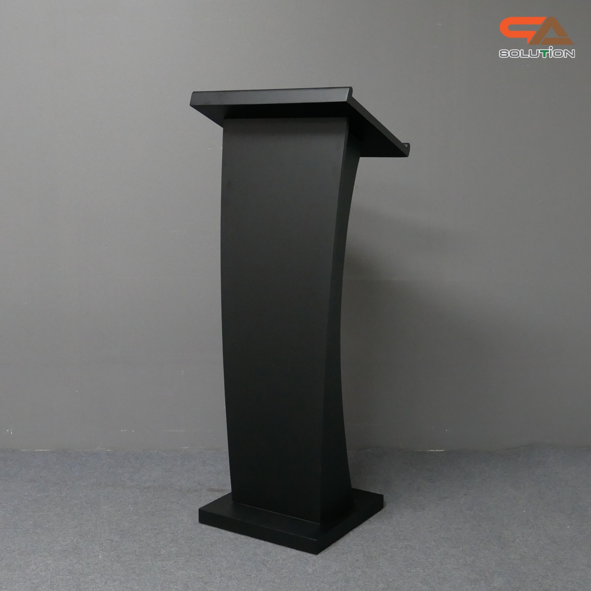 โพเดียมไม้ สีดำ ขนาด (W) 50 x (L) 40 x (H) 120ซม.TOP เอียง พร้อมชั้นวางของ