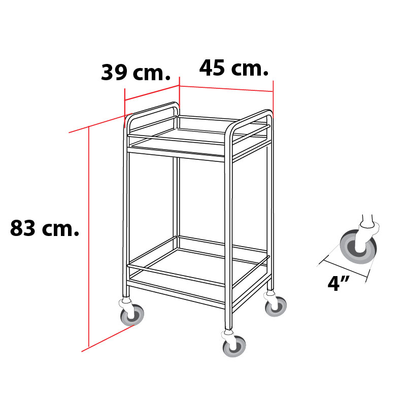 รถเข็นวางเครื่องดื่มสแตนเลส 2 ชั้น รุ่นมือจับ 2 ข้าง 1401-074