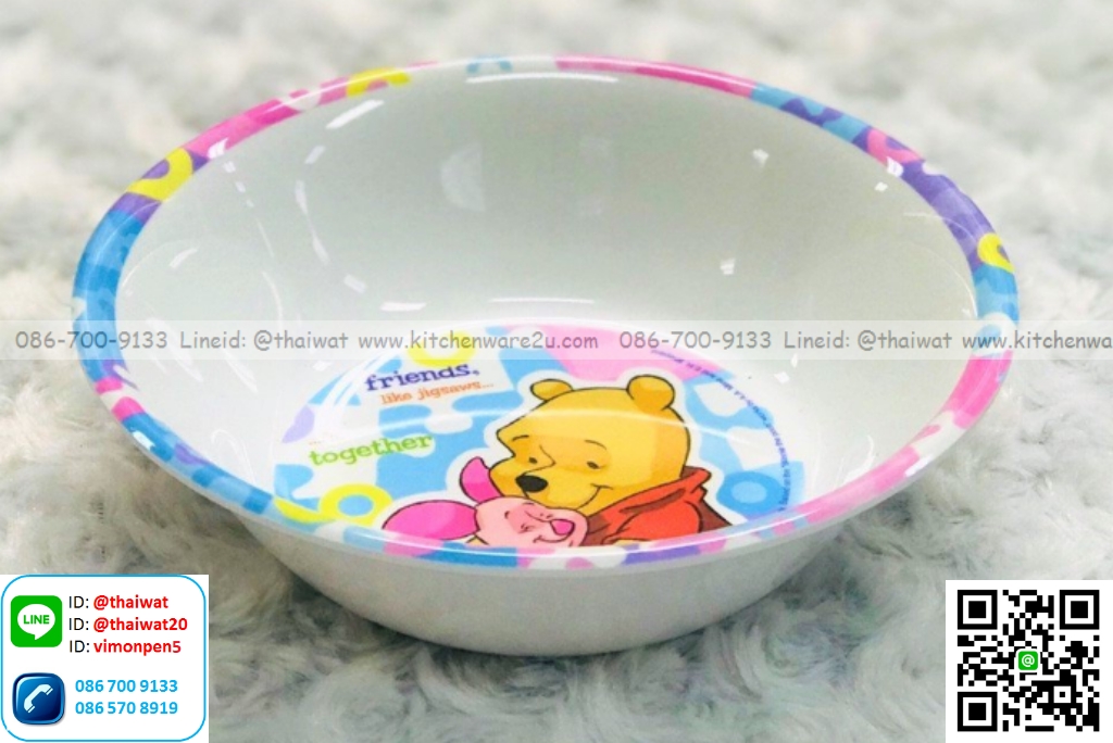 P09061 ชามกลมป้อนข้าว 5.5 นิ้ว ลายหมีพูห์ Jigsaws เมลามีนและลิขสิทธิ์แท้ Flowerware เครือซูปเปอร์แวร์ No.ฺB2633-5.5 (ราคาขายส่งต่อ 12 ใบ: เฉลี่ย 70 บต่อใบ)