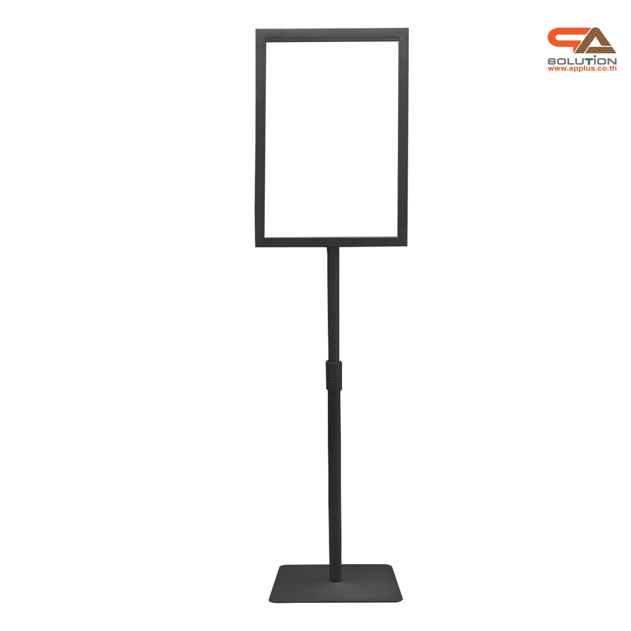 CLEARANCE SALE! โปสเตอร์สแตนด์เหล็ก A3 สีดำ เสาเดี่ยว ปรับสูง-ต่ำได้ ฐานสี่เหลี่ยม โชว์งานพิมพ์ 2 ด้าน ถอดประกอบได้ เคลื่อนย้ายสะดวก