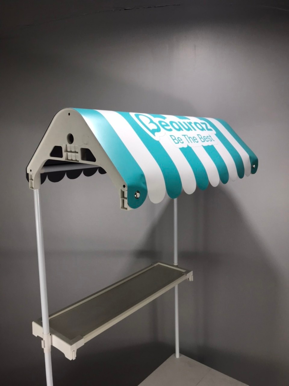 โต๊ะชงชิม บูธชงชิม รุ่นมีหลังคา ขนาด (W)78 x (D)40 x (H)185 cm.พร้อมชั้นวางของ หลังคา ถอดประกอบได้ พร้อมกระเป๋า 1 ใบ